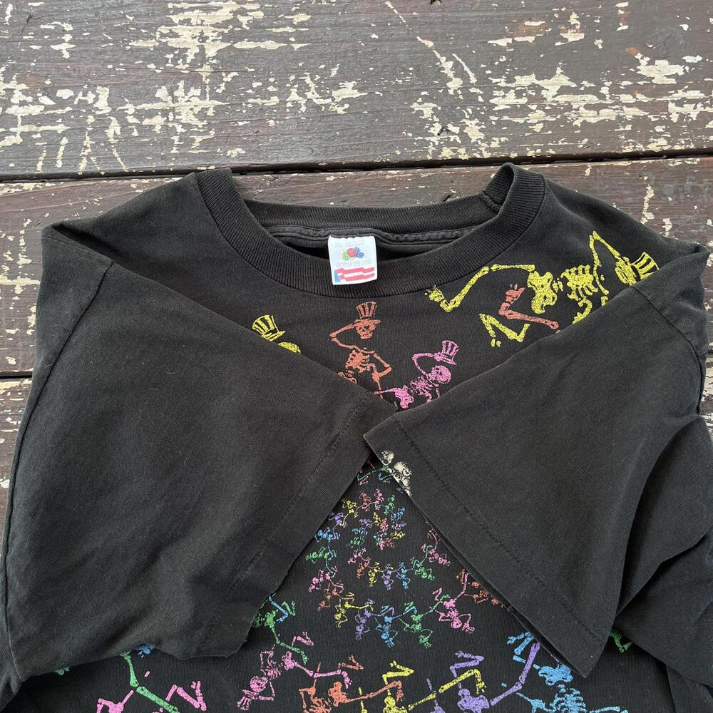 (XL) Vintage 90s (1990) Grateful Dead Dancing Skeletons Spiral T-Shirt Rainbow - Picture 5 of 7